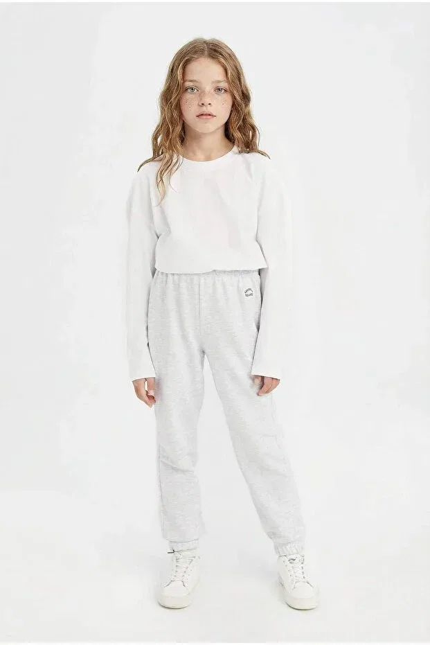 Детские спортивные штаны для девочек с принтом Elastic Waistband Printed Jogger Pants Defacto, Gray Gr93 — фото 2