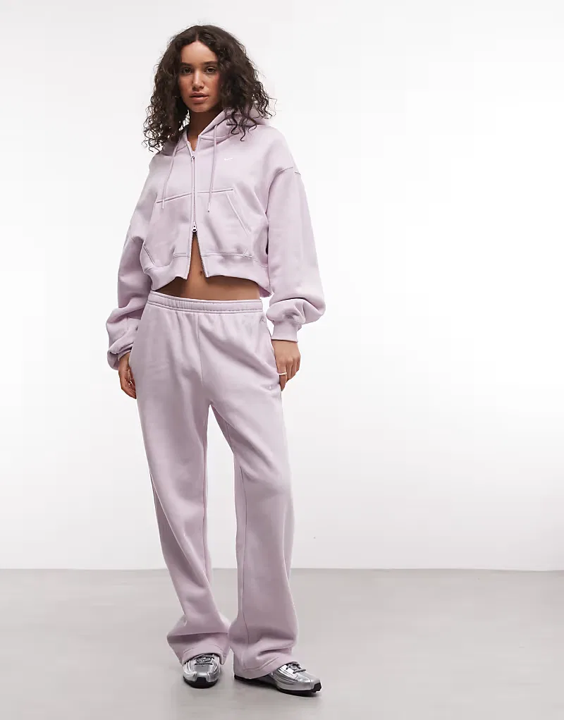 Укороченная толстовка Nike Studio Fleece средней плотности на молнии, сиреневый — фото 2