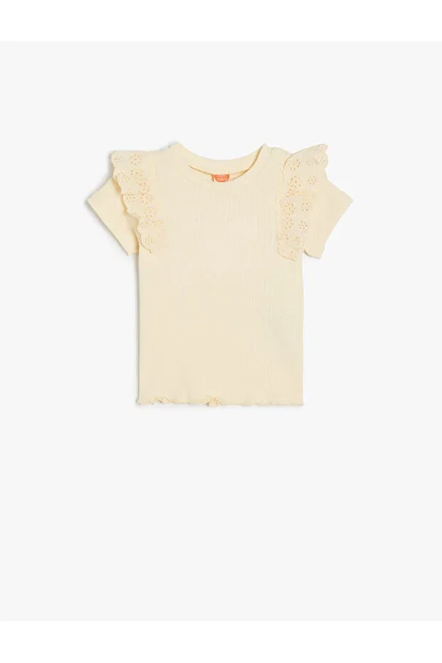 Детская футболка с коротким рукавом Cotton Crowned Koton, Ecru