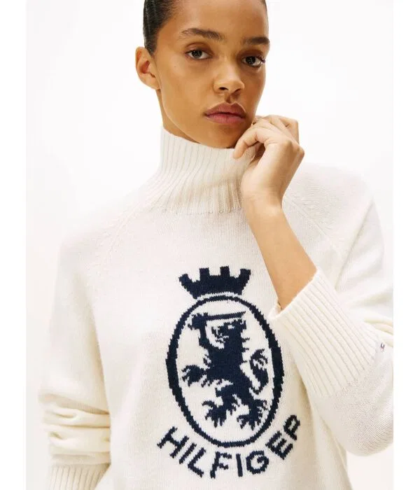 Женский полуводолазка из шерсти Tommy Hilfiger, Écru — фото 4