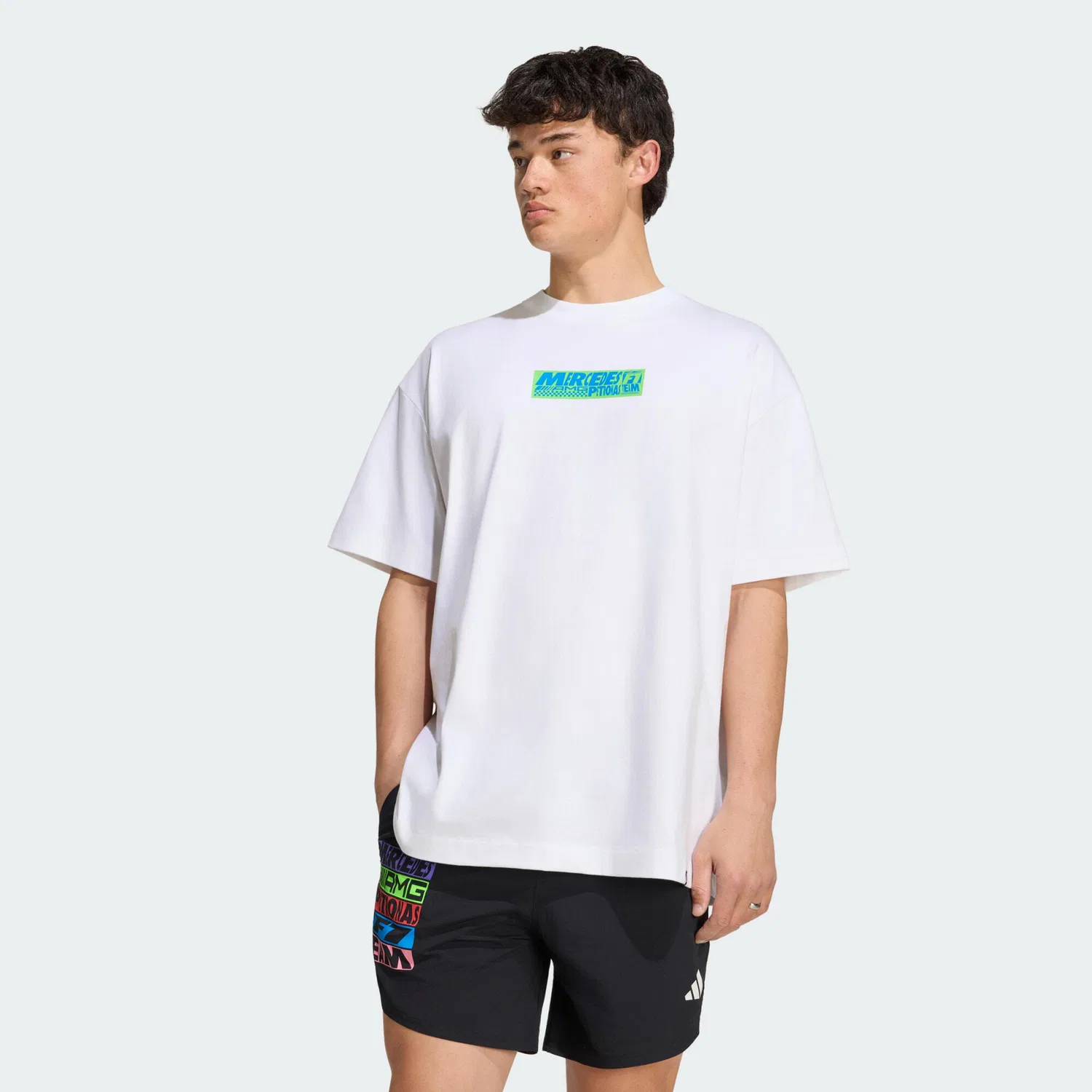 Мужская футболка с принтом Mercedes - AMG Petronas Formula 1 Team Lights On T-Shirt Adidas, White