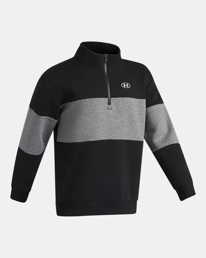 Джемпер на молнии из хлопкового флиса с начесом свободного кроя UA Rival Fleece UnderArmour, Ultimate Black/Castlerock Medium Heather/White — фото 3