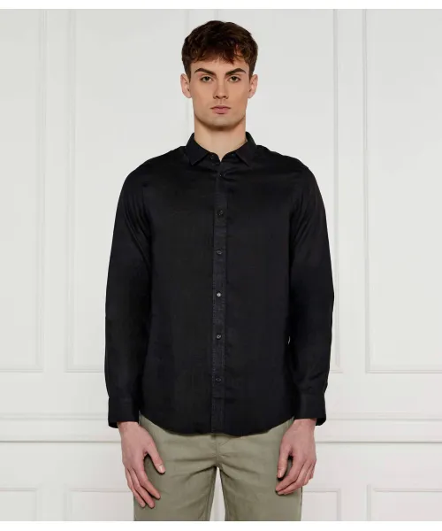 

Льняная рубашка Regular fit Armani Exchange, черный