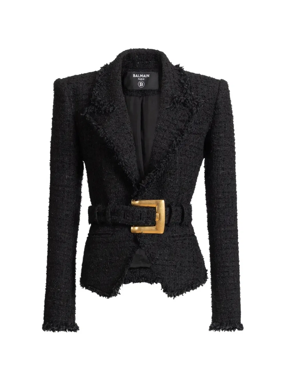 Твидовая куртка с поясом Balmain, черный
