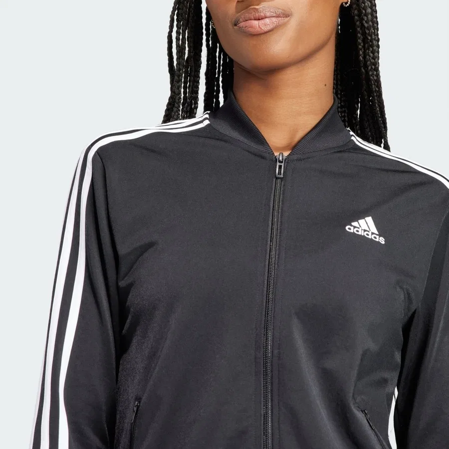 Спортивный костюм с длинным рукавом и молнией Essentials 3-Stripes adidas, Черно-белый — фото 4
