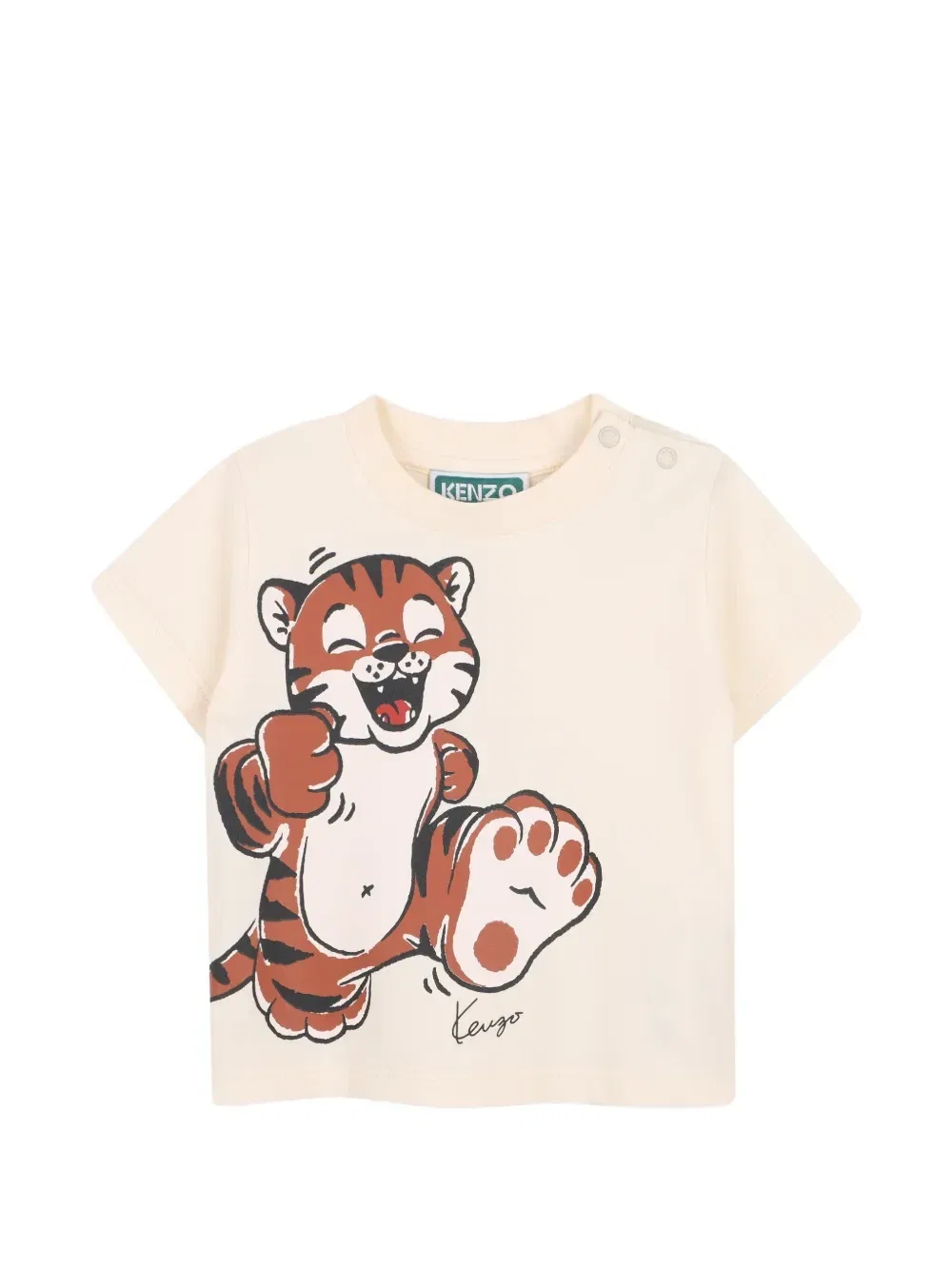 Футболка с тигриным принтом Kenzo Kids, бежевый