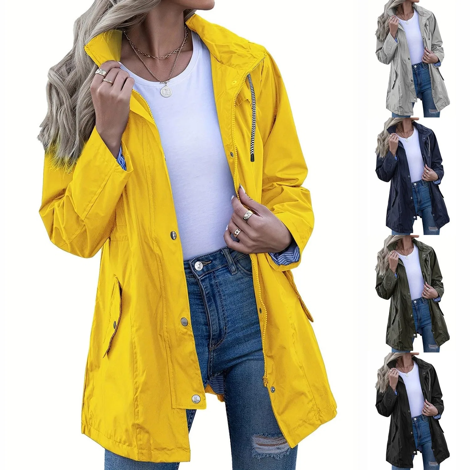Женское дождевик с капюшоном из софтшелла, длинный, Giallo