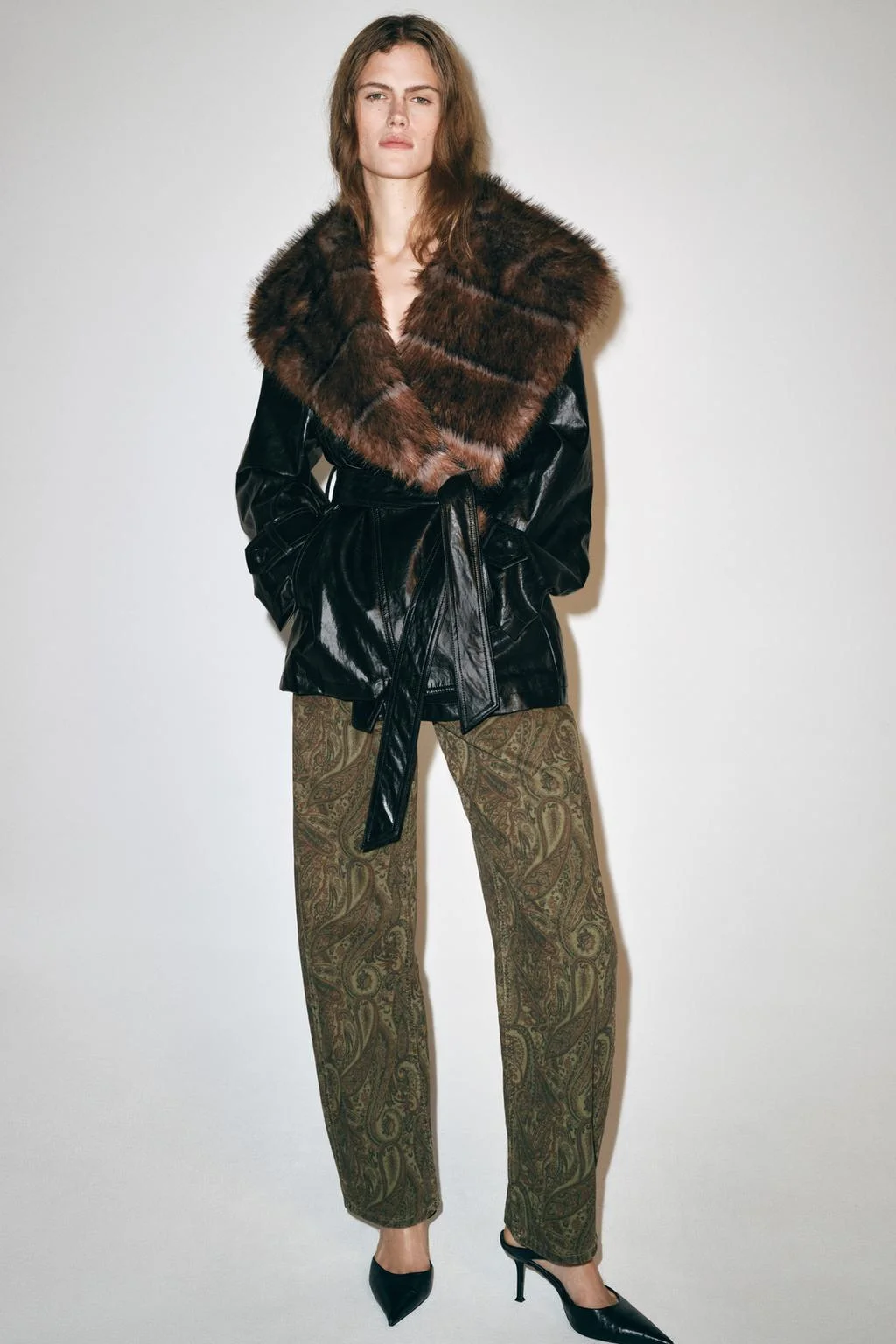Тренч Zara Efecto Piel ZW Collection, черный — фото 2