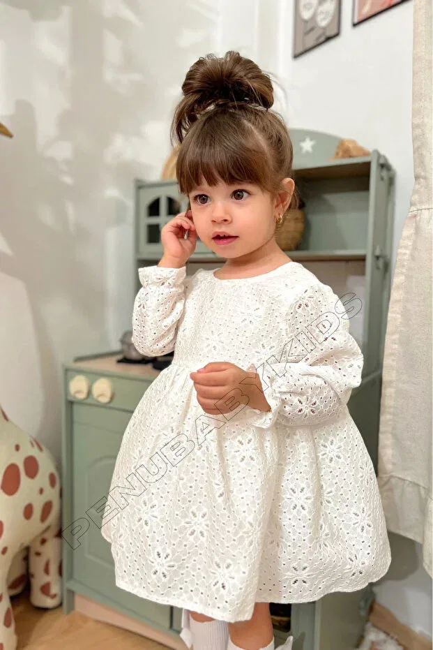 Детское платье для девочек с длинным рукавом Penu Baby Kids, White