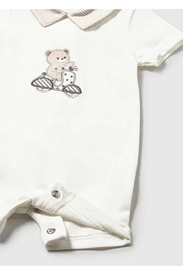Детский комбинезон с коротким рукавом с принтом для мальчиков Summer baby boy newborn 2-piece jumpsuit Mayoral, Ecru — фото 4