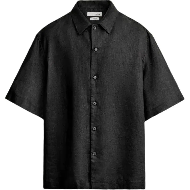 Мужская рубашка с лацканами умеренного прямого кроя Black ZARA, Черный