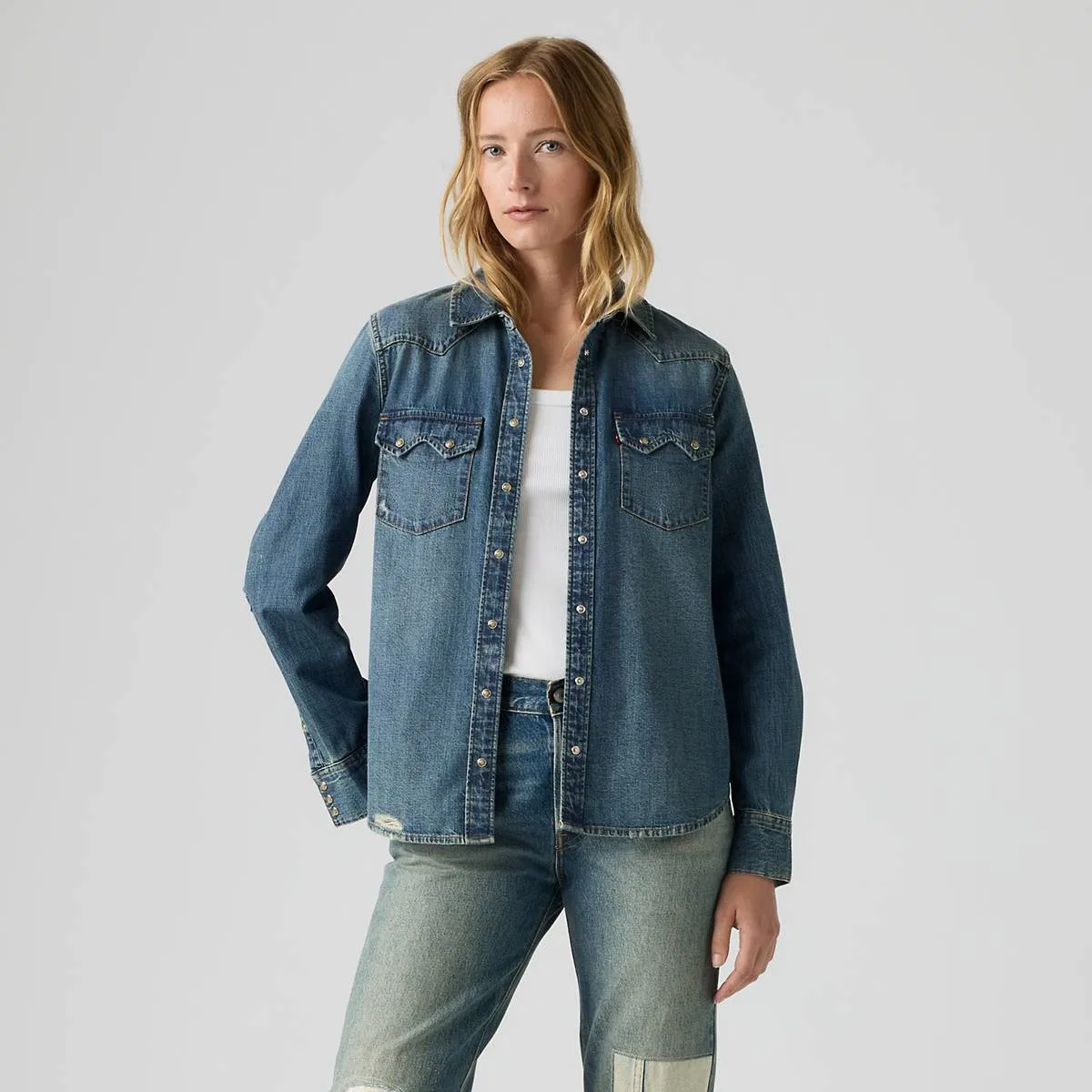 Рубашка в западном стиле с зубчатым узором Levi's, Craft Of Love Western - Blue — фото 3