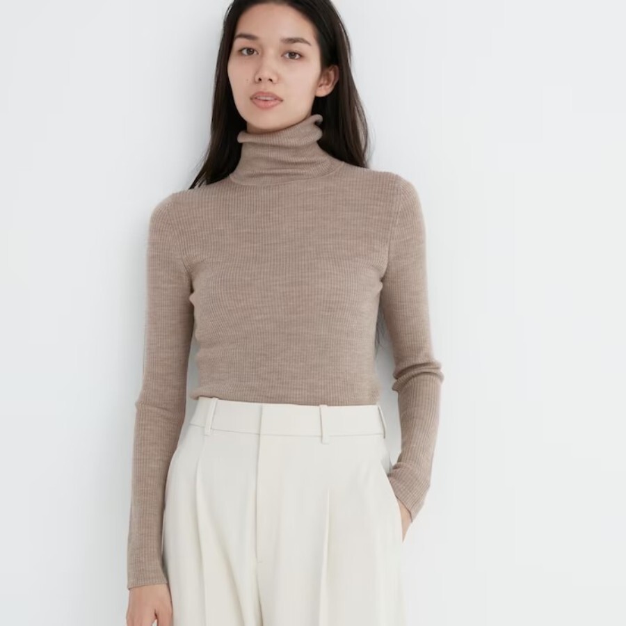 

Водолазка Uniqlo Heattech Extra Fine Merino, бежевый