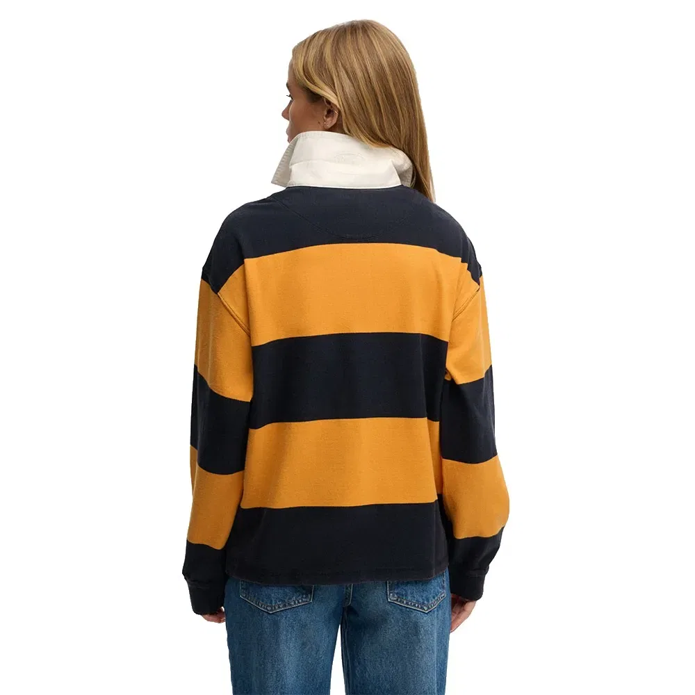 Лонгслив поло с полоской Superdry Heritage Stripe Rugby, желтый — фото 2