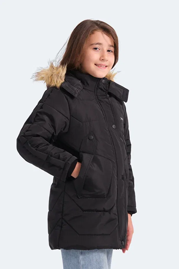 Детское пальто для девочек ветрозащитное Slazenger, Black — фото 4