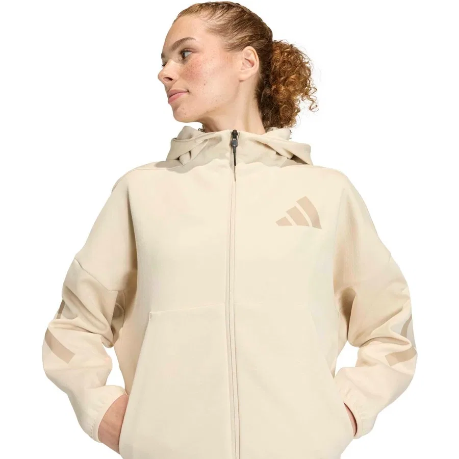 Худи с капюшоном и полной молнией Z.N.E. adidas, Бежевый — фото 4