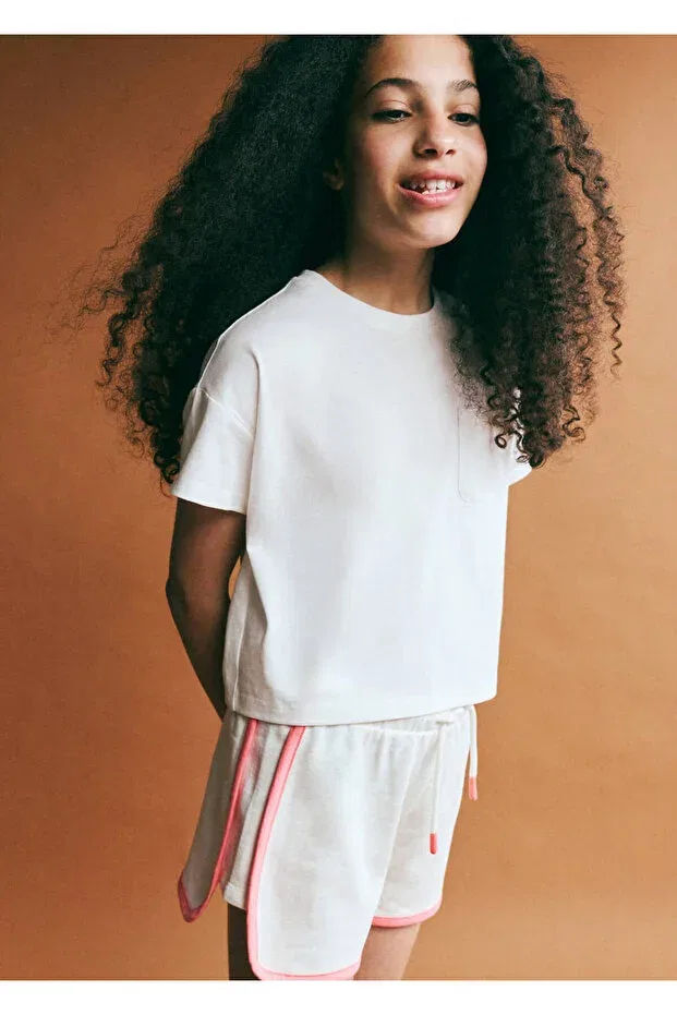 Детские шорты для девочек хлопковые Mango Kids, Off White