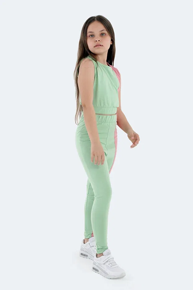 Детский комплект спортивных штанов для девочек с принтом Slazenger, Green — фото 2