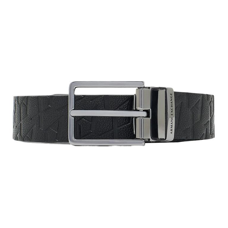 

ARMANI EXCHANGE Кожаный ремень из полиэстера мужской черный шириной 3.5 см, Black