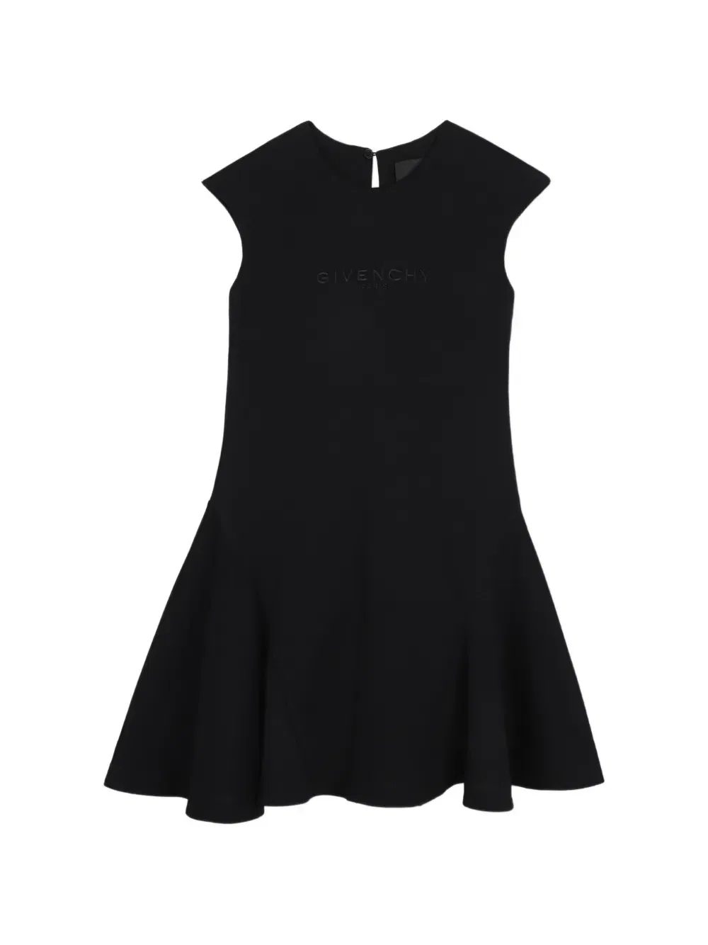 Расклешенное платье с вышитым логотипом Givenchy Kids, черный