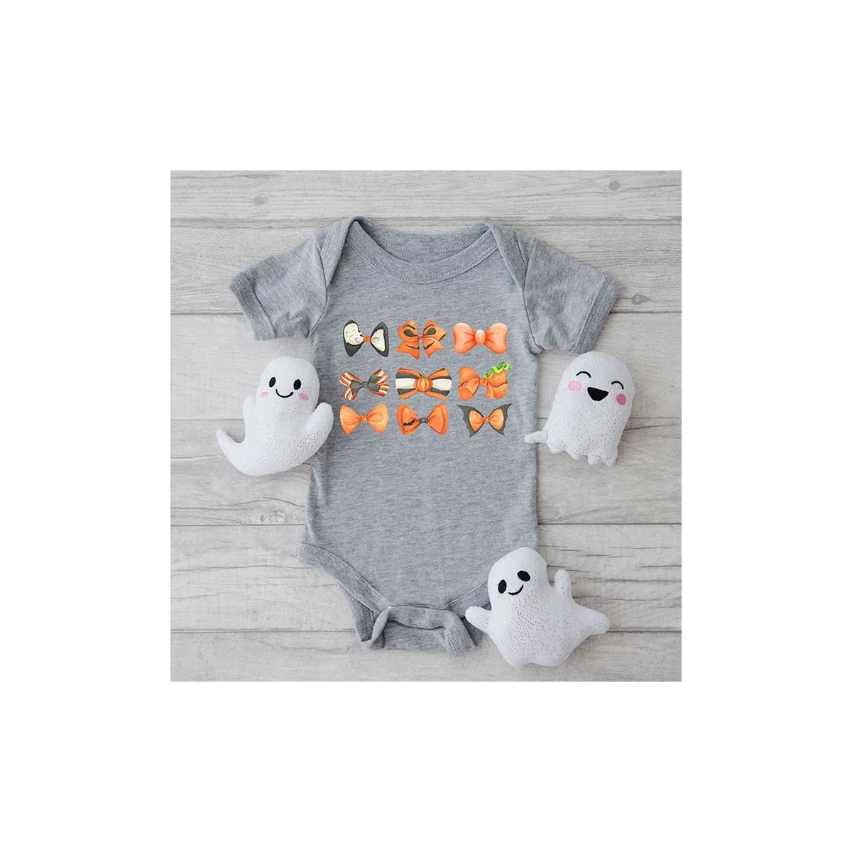 Детское боди с коротким рукавом Coquette Girl Halloween Bow Chart The Juniper Shop, Heather Grey — фото 2
