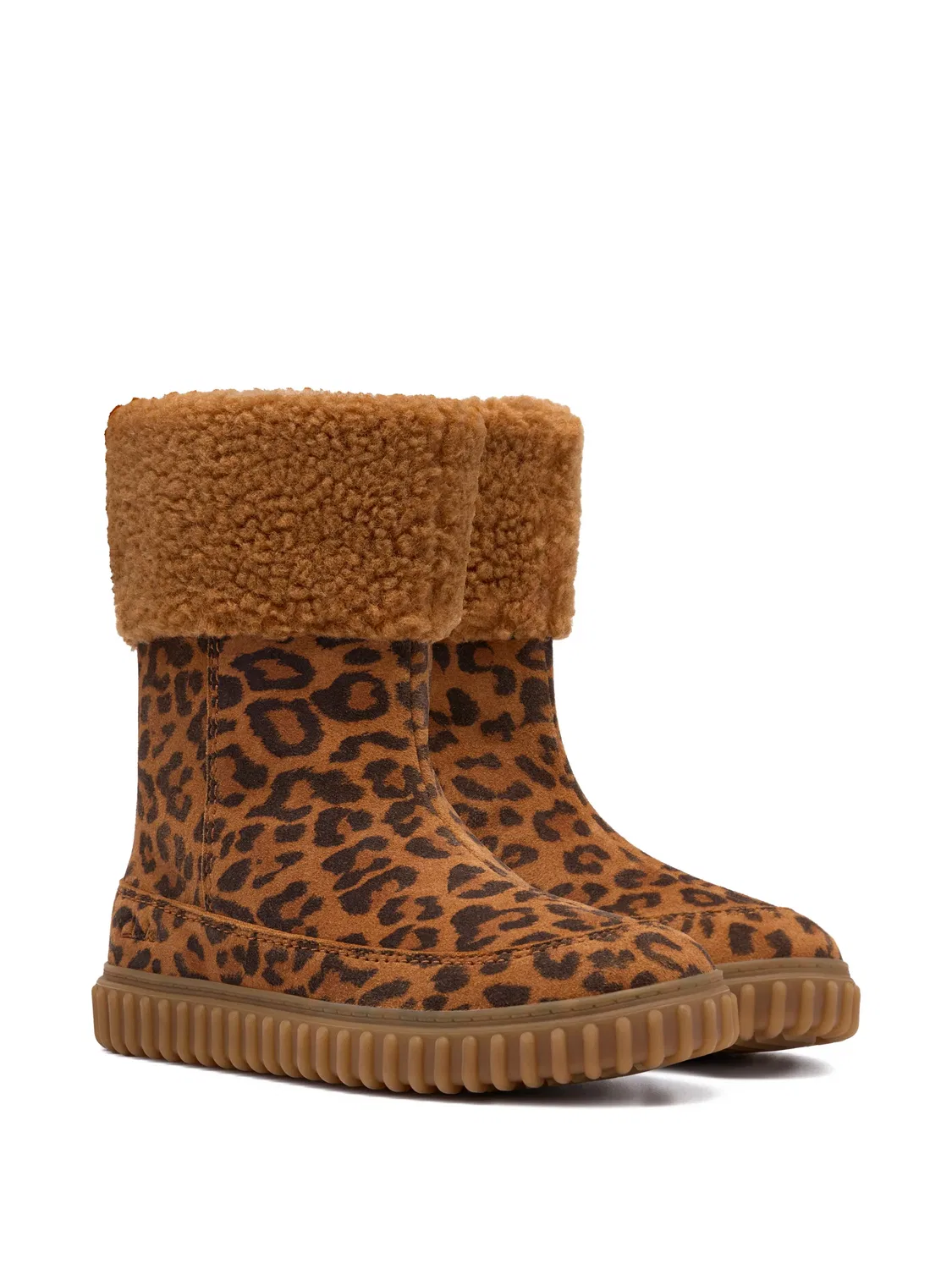 Зимние сапоги Cove Snug с леопардовым принтом Clarks Kids, коричневый — фото 2