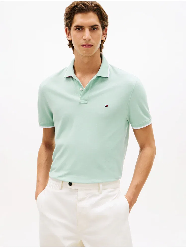 Футболка поло с контрастной отделкой, Regular Fit TOMMY HILFIGER, Light Blue