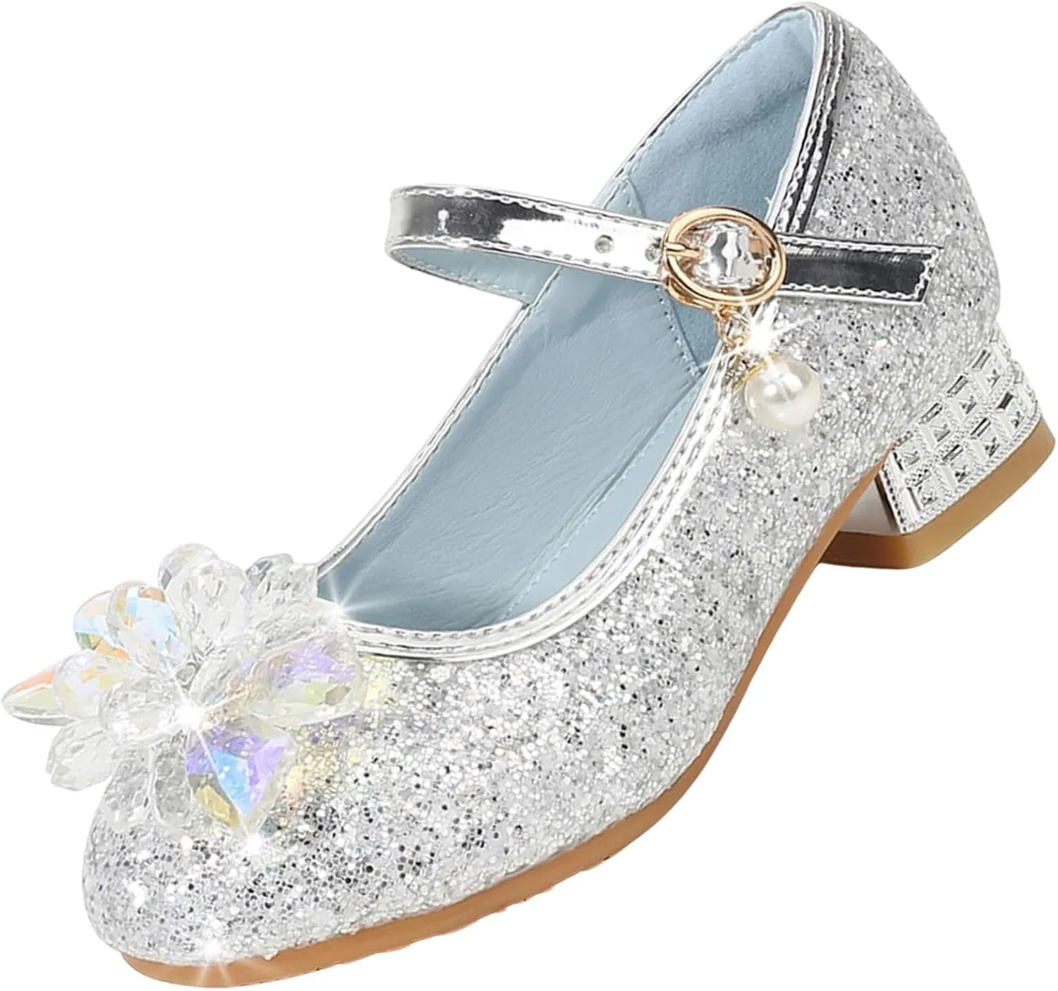 Детские туфли для девочек с блестками Princess Jasmeko, Silver