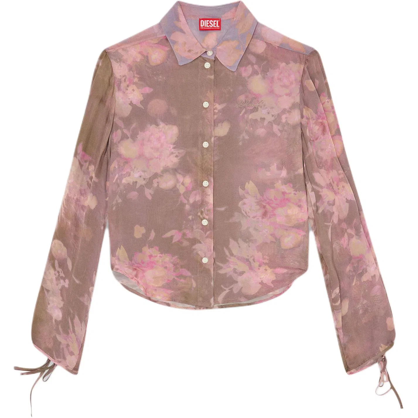 Женская рубашка с цветочным принтом DIESEL, Pink Purple Gradient Floral Print