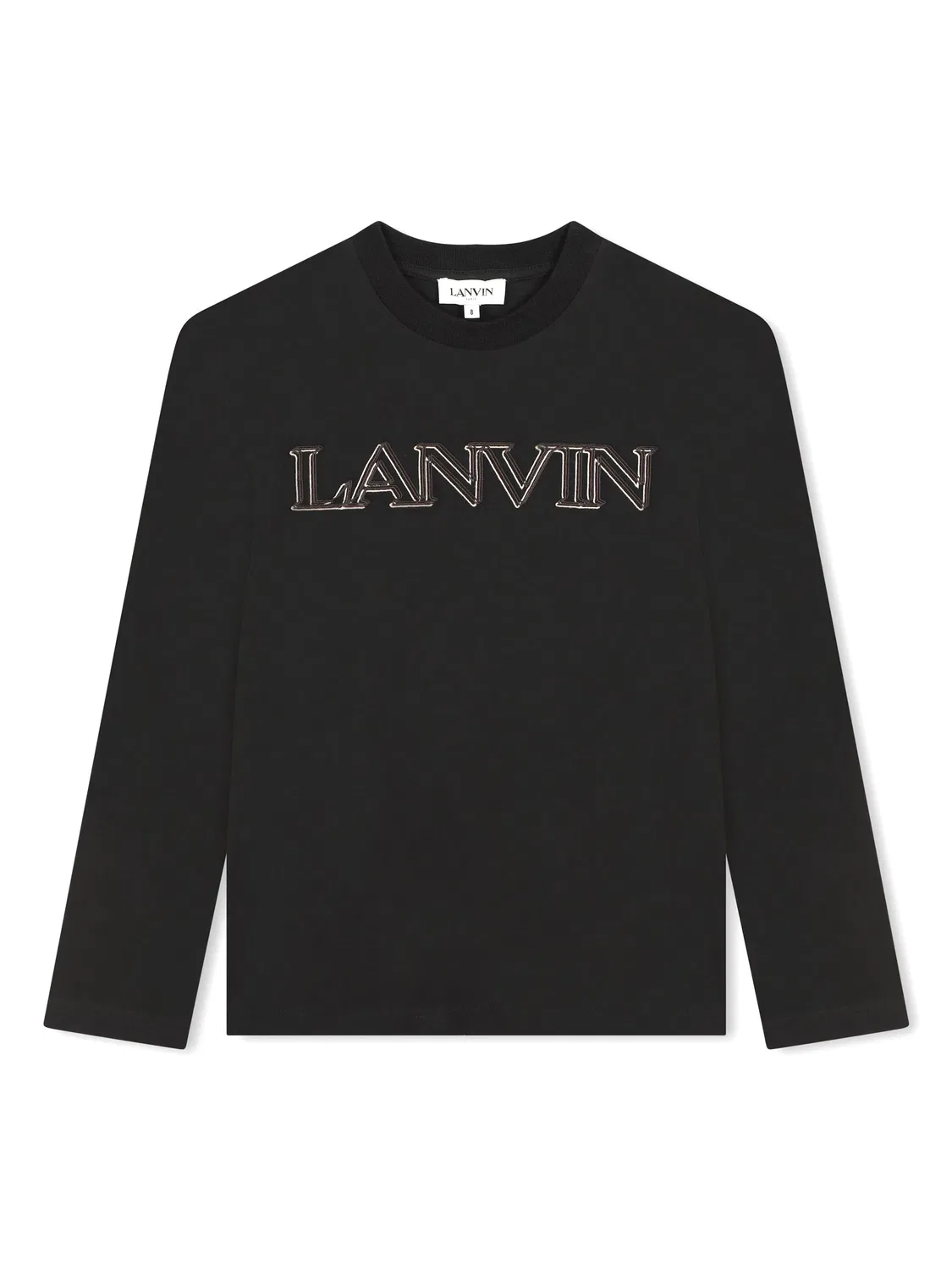 Футболка из хлопка с вышитым логотипом Lanvin, черный