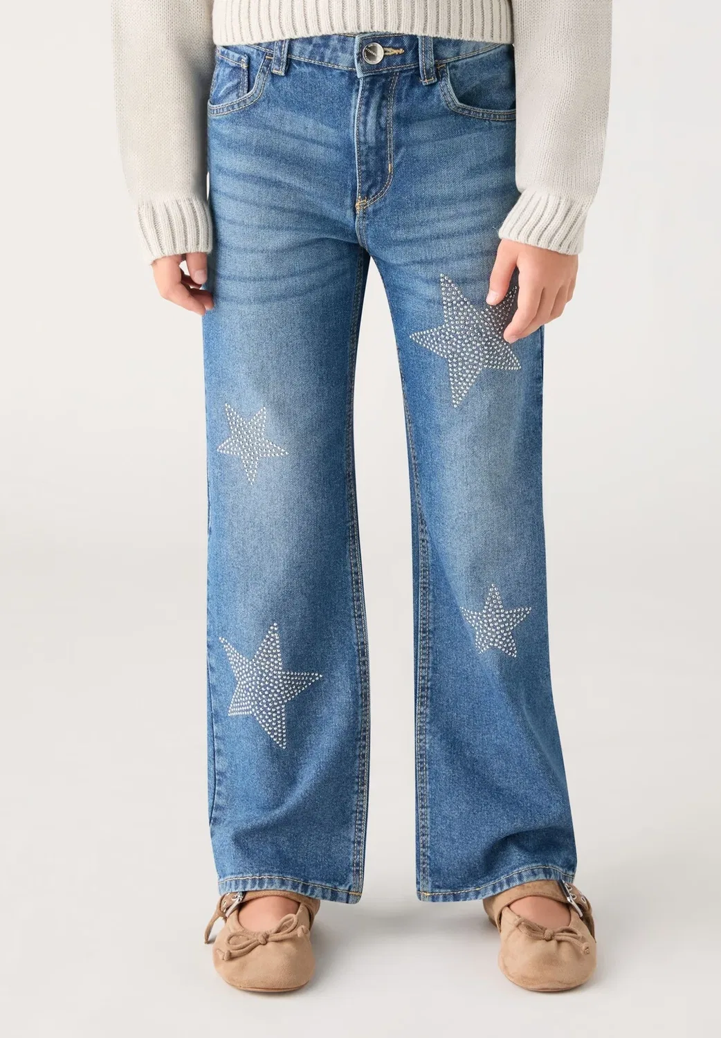 Pantalone Jeans Lungo Con Applicazioni - джинсы свободного кроя Terranova, Var Blu Denim Medio — фото 2