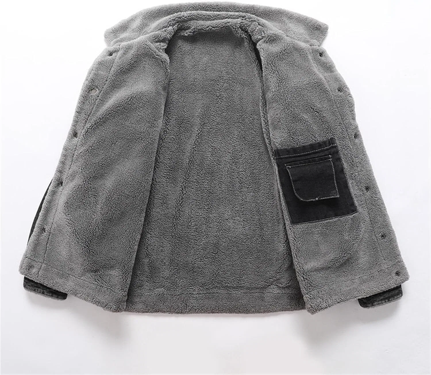 Мужская джинсовая куртка с флисовой подкладкой, Slim Fit, чёрный — фото 4