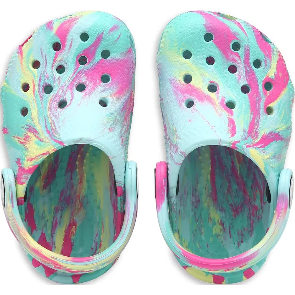 Детские классические сабо с мраморным рисунком для малышей Crocs, Aquamarine Marble — фото 4