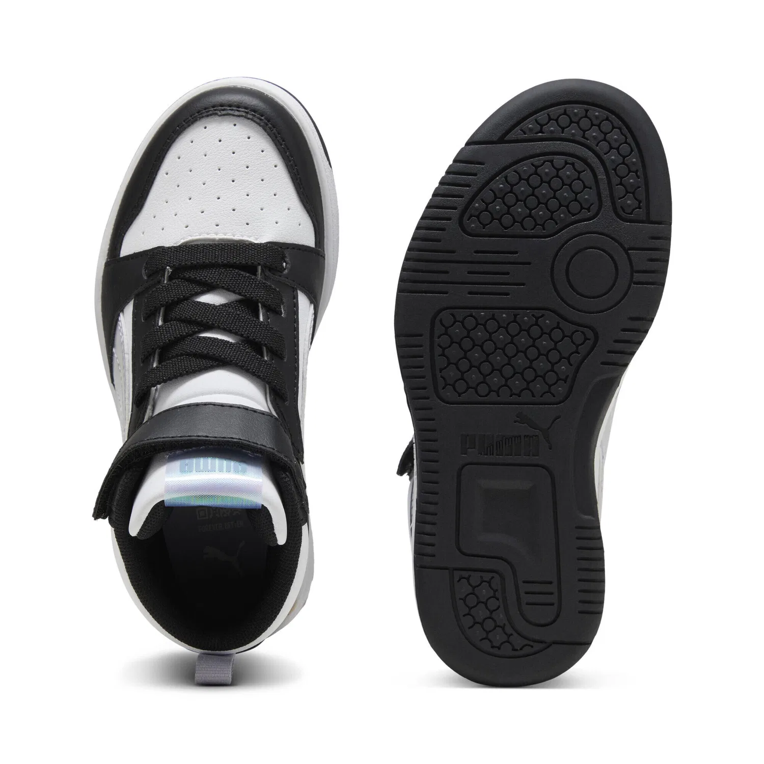 Детские кроссовки с принтом Rebound V6 Mid Space Belle Puma, Schwarz Violett Weiss — фото 4