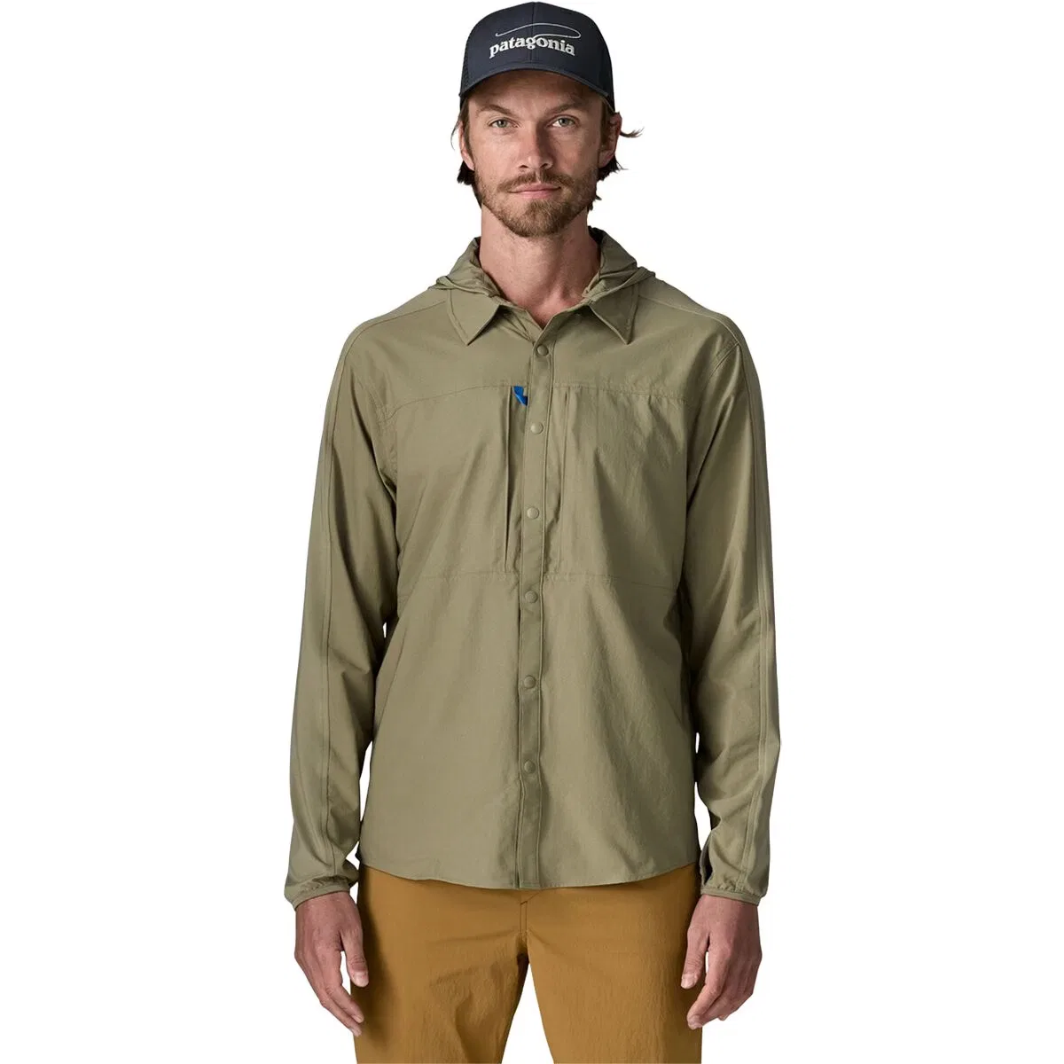 Мужская рубашка-худи с капюшоном River Rambler Hybrid Sun Hoodie Patagonia, River Rock Green