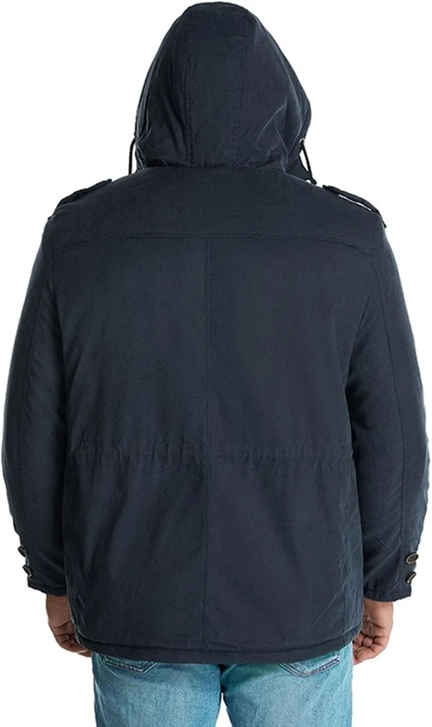 Мужская зимняя куртка с капюшоном на флисе, тёмно-синий — фото 3