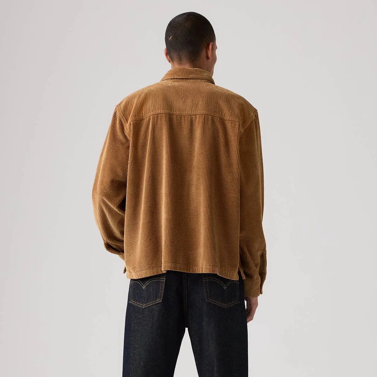 Рубашка-Накидка из вельвета свободного кроя на молнии Levi's, Foxtrot Brown - White — фото 4