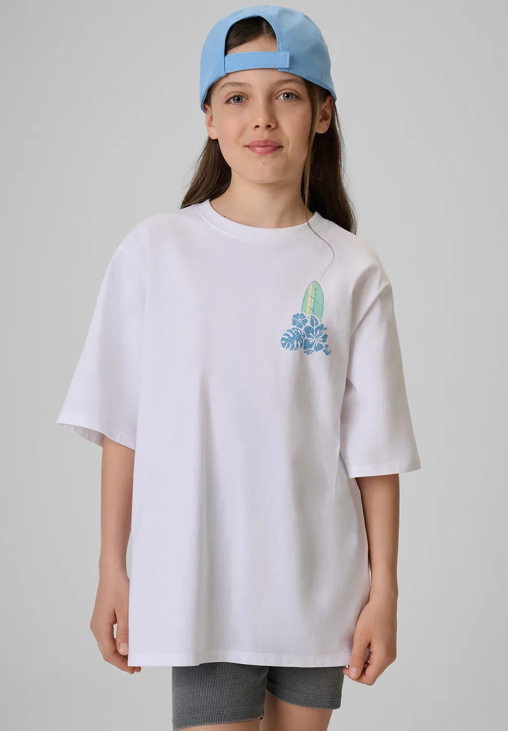Футболка свободная с надрукием dziewczęcy - футболка с принтом 4F, Off White — фото 3