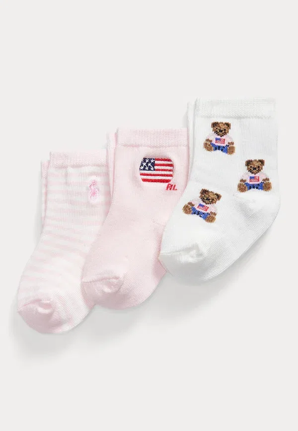 Носки комплект 3 пары Polo Ralph Lauren, белый/розовый