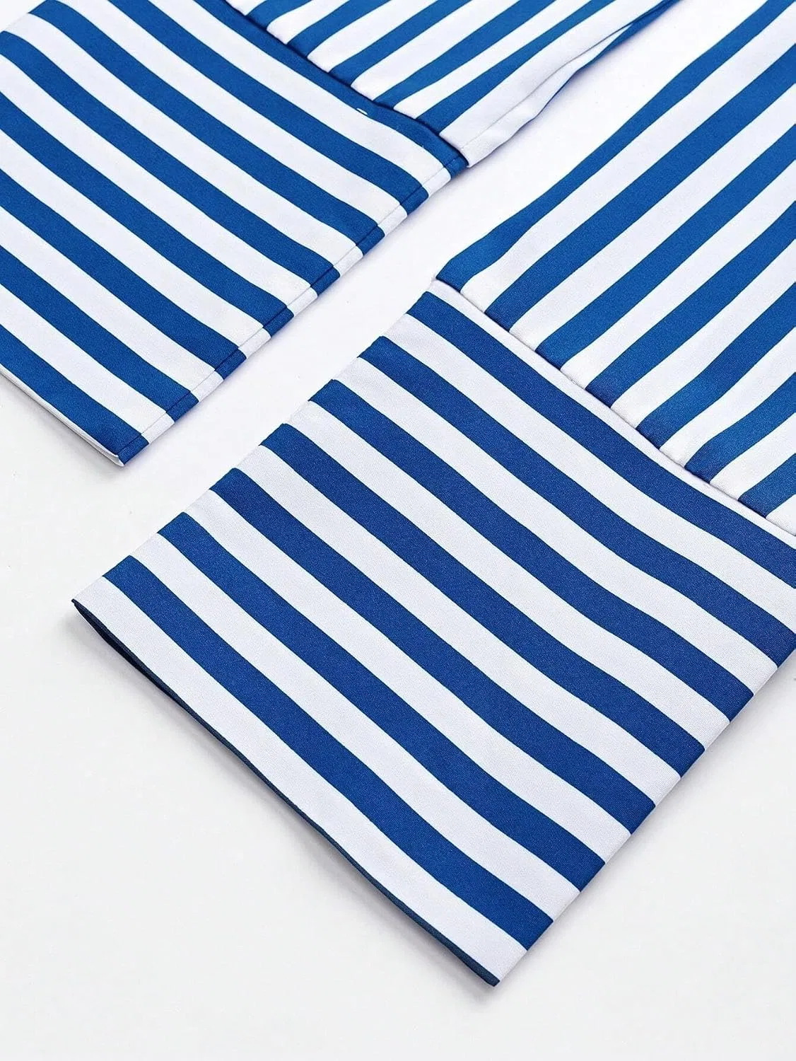 Женское мини-платье-рубашка в полоску с карманами, Blue/White — фото 3