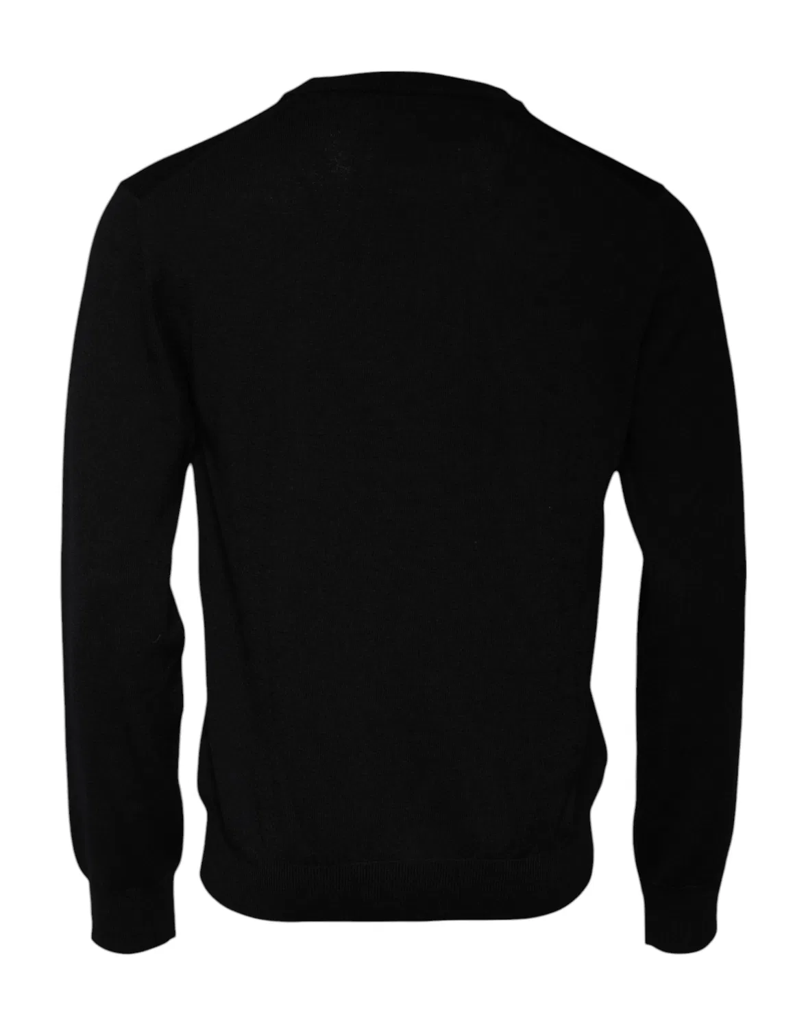 Мужской пуловер с длинным рукавом и вышитым логотипом Black Logo Wool Crew Neck Pullover Dolce & Gabbana, черный — фото 3