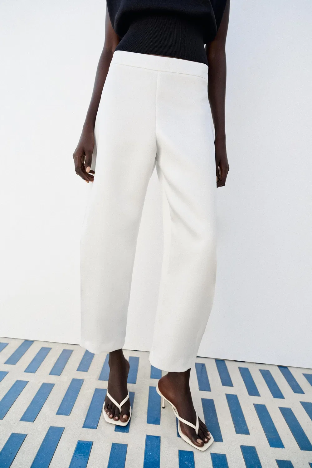 Атласные брюки-бочки ZARA, Oyster-white — фото 2