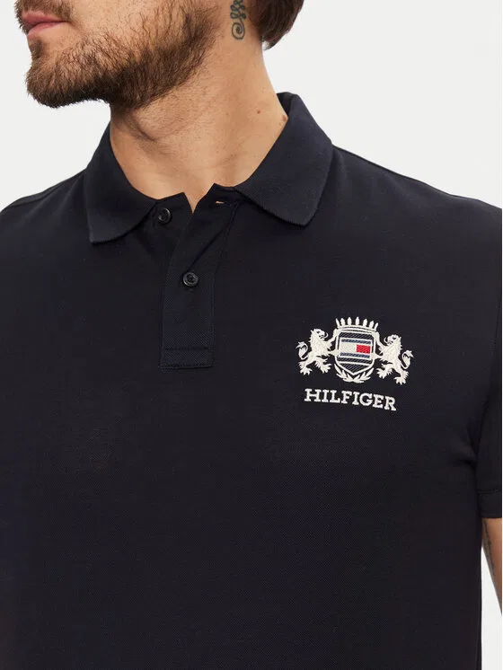 Поло regular fit Icon Graphic Tommy Hilfiger, темно-синий — фото 4