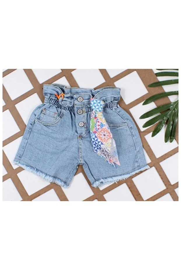 Детские шорты для девочек джинсовые хлопковые Basics Lilitop, Blue — фото 2