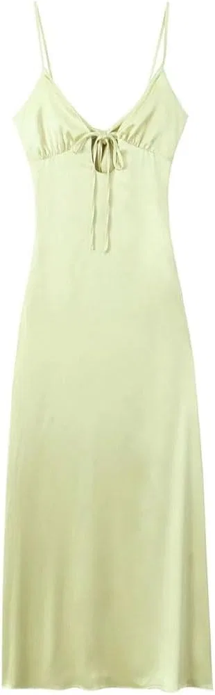 Женское вечернее платье с V-образным вырезом A-силуэта, Light Yellow — фото 3