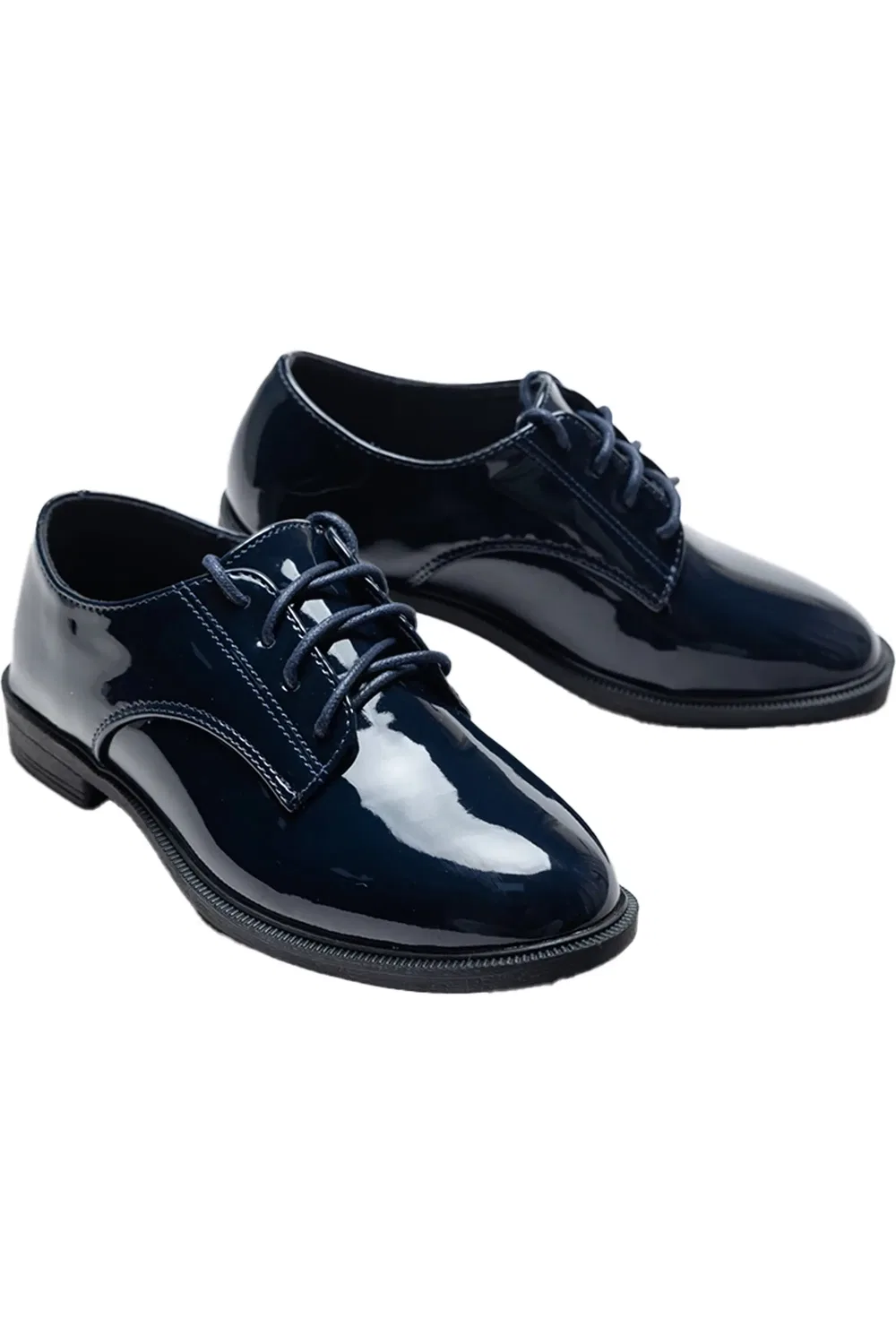 Детские туфли оксфорды на шнуровке Patent Oxford MOUSTACHE, темно синий