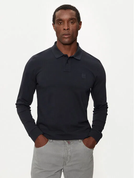 Поло slim fit Passerby Boss, темно-синий