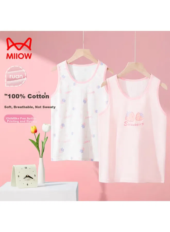Майка детская тонкая хлопковая для девочек 2-pack Miiow, розовый — фото 3