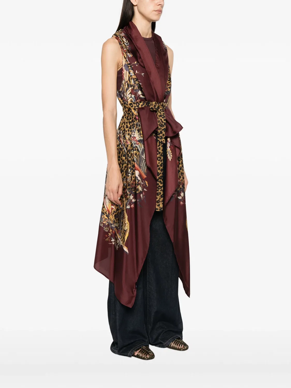 ETRO Жилет из шелка с леопардовым принтом, красный — фото 3