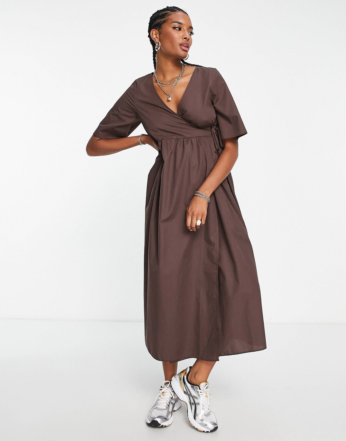

Платье миди ASOS DESIGN, шоколадный, Коричневый, Платье миди ASOS DESIGN, шоколадный